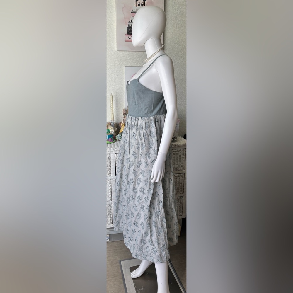The Great. The Camelia Maxi Dress Low Cut Cotton Eyelet Ash Blue Grey Size L NWT - Picture 5 of 14